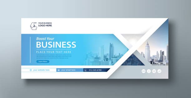 Corporate web banner mockup, a social media template for branding and a cover header background for websites in USA