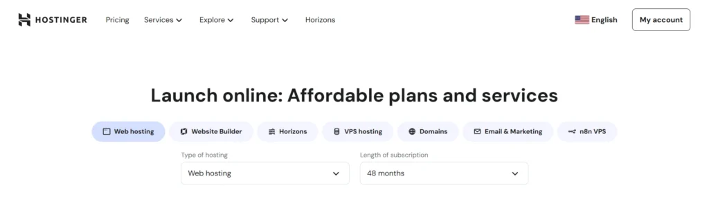Hostinger wordpress hosting development at alphadigitalweb