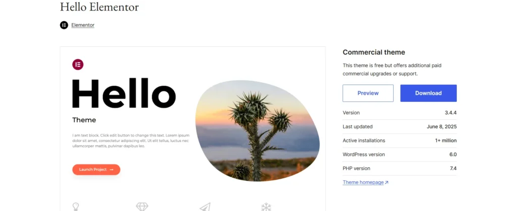 Hello Elementor theme the Best Free WordPress Themes for Beginners 2025 Power Option to build fast stylish and SEO ready websites without coding or cost at alphadigitalweb