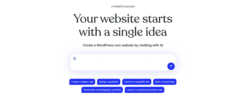 Your website start with a single idea create a wordpress website by chatting with AI alphadigitalweb help you
