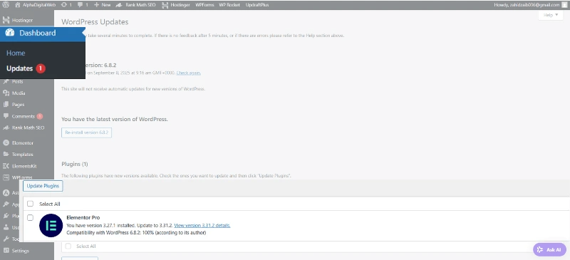 theme and plugin update and wordpress update the alphadigitalweb help you