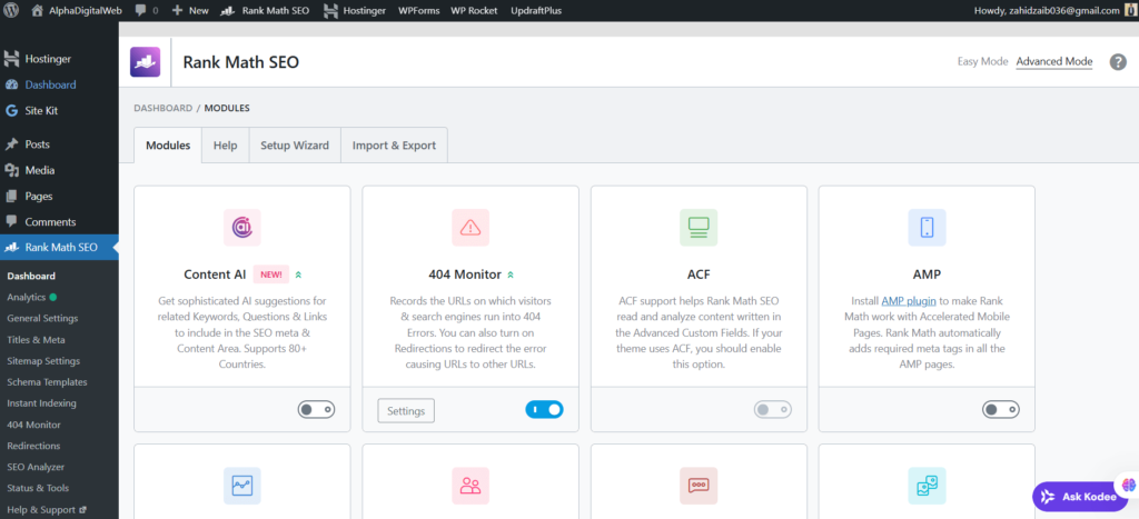 Rank Math as a Free SEO Tool for WordPress at alphadigitalweb